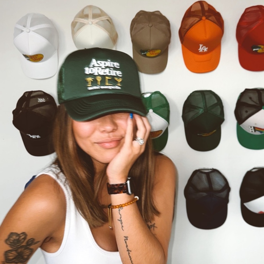 Motel Margarita Aspire to Retire Green Trucker Hat